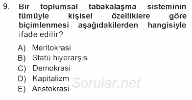 Davranış Bilimleri 1 2012 - 2013 Tek Ders Sınavı 9.Soru