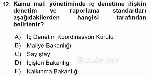 Yerel Yönetimler 2015 - 2016 Ara Sınavı 12.Soru