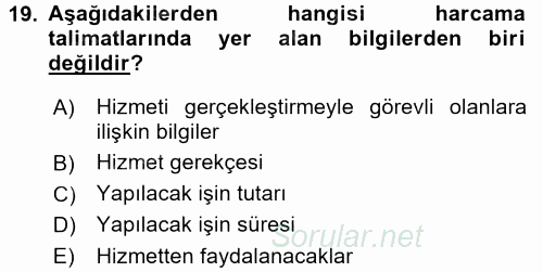 Yerel Yönetimler 2015 - 2016 Ara Sınavı 19.Soru