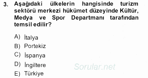 Kongre ve Etkinlik Yönetimi 2013 - 2014 Dönem Sonu Sınavı 3.Soru