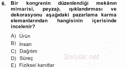 Kongre ve Etkinlik Yönetimi 2013 - 2014 Dönem Sonu Sınavı 6.Soru