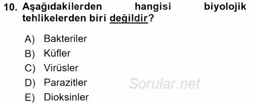 Gıda Mevzuatı ve Kalite Yönetimi 2017 - 2018 Dönem Sonu Sınavı 10.Soru