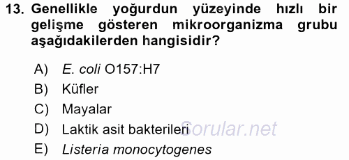Gıda Mevzuatı ve Kalite Yönetimi 2017 - 2018 Dönem Sonu Sınavı 13.Soru