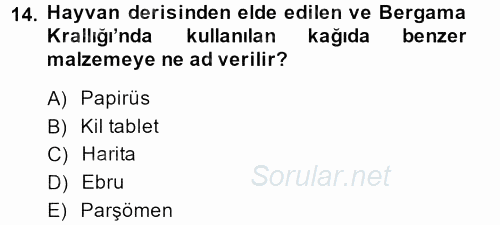 Görsel Kültür 2013 - 2014 Tek Ders Sınavı 14.Soru