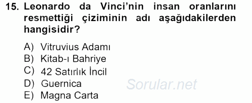Görsel Kültür 2013 - 2014 Tek Ders Sınavı 15.Soru