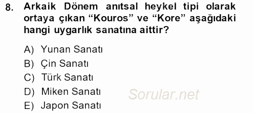 Görsel Kültür 2013 - 2014 Tek Ders Sınavı 8.Soru