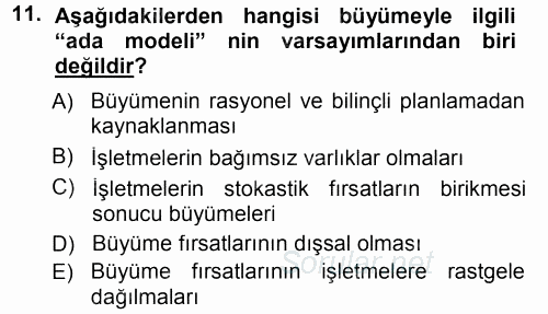 İşletme İlkeleri 2012 - 2013 Dönem Sonu Sınavı 11.Soru