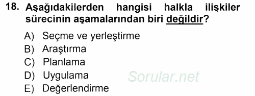 İşletme İlkeleri 2012 - 2013 Dönem Sonu Sınavı 18.Soru