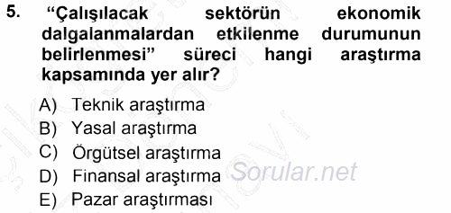 İşletme İlkeleri 2012 - 2013 Dönem Sonu Sınavı 5.Soru