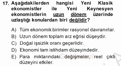 İktisada Giriş 2014 - 2015 Dönem Sonu Sınavı 17.Soru