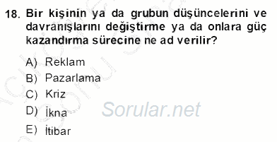 Sözlü ve Sözsüz İletişim 2013 - 2014 Dönem Sonu Sınavı 18.Soru