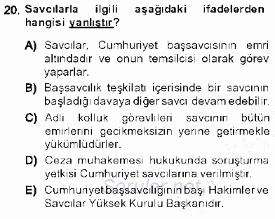 Özel Güvenlik Hukuku 1 2013 - 2014 Ara Sınavı 20.Soru