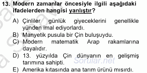 İktisat Tarihi 2012 - 2013 Ara Sınavı 13.Soru