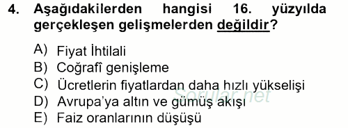 İktisat Tarihi 2012 - 2013 Ara Sınavı 4.Soru