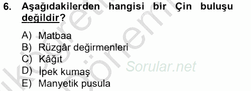 İktisat Tarihi 2012 - 2013 Ara Sınavı 6.Soru