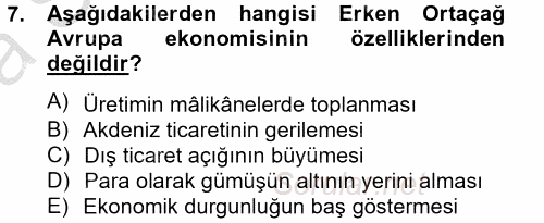 İktisat Tarihi 2012 - 2013 Ara Sınavı 7.Soru