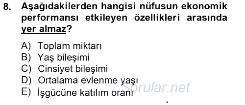 İktisat Tarihi 2012 - 2013 Ara Sınavı 8.Soru
