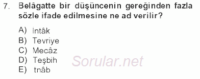 Türk İslam Edebiyatı 2012 - 2013 Tek Ders Sınavı 7.Soru