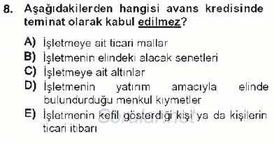Genel Muhasebe 2 2012 - 2013 Tek Ders Sınavı 8.Soru