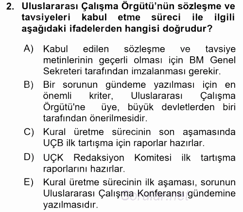 Uluslararası Sosyal Politika 2017 - 2018 Dönem Sonu Sınavı 2.Soru