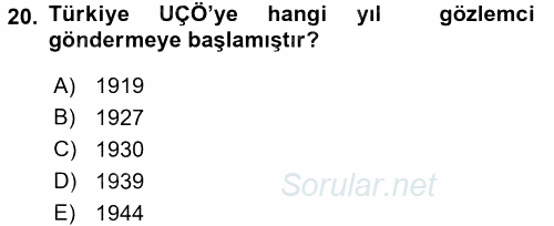 Uluslararası Sosyal Politika 2017 - 2018 Dönem Sonu Sınavı 20.Soru