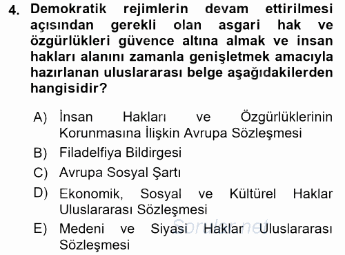 Uluslararası Sosyal Politika 2017 - 2018 Dönem Sonu Sınavı 4.Soru