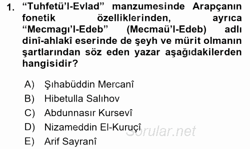 Çağdaş Türk Edebiyatları 1 2017 - 2018 3 Ders Sınavı 1.Soru