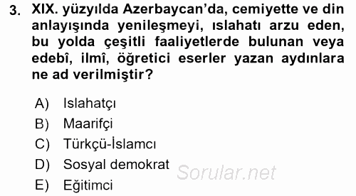 Çağdaş Türk Edebiyatları 1 2017 - 2018 3 Ders Sınavı 3.Soru