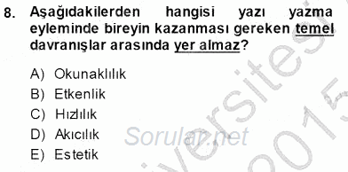 Mesleki Yazışmalar 2014 - 2015 Dönem Sonu Sınavı 8.Soru