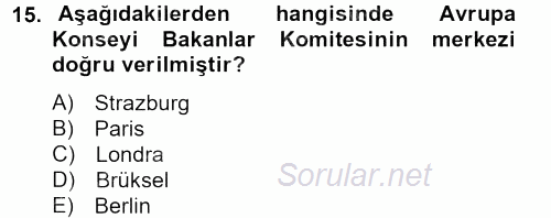 Temel İnsan Hakları Bilgisi 2 2012 - 2013 Ara Sınavı 15.Soru