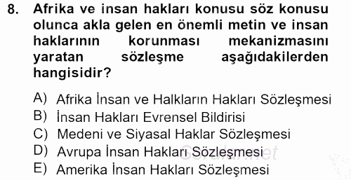 Temel İnsan Hakları Bilgisi 2 2012 - 2013 Ara Sınavı 8.Soru