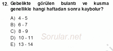 Anne Ve Çocuk Beslenmesi 2013 - 2014 Ara Sınavı 12.Soru