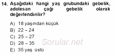 Anne Ve Çocuk Beslenmesi 2013 - 2014 Ara Sınavı 14.Soru