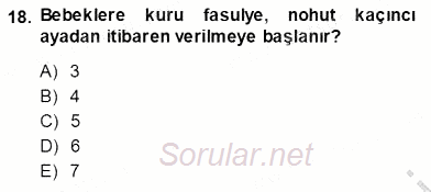 Anne Ve Çocuk Beslenmesi 2013 - 2014 Ara Sınavı 18.Soru