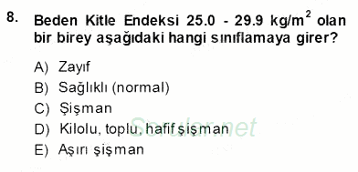 Anne Ve Çocuk Beslenmesi 2013 - 2014 Ara Sınavı 8.Soru