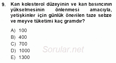 Anne Ve Çocuk Beslenmesi 2013 - 2014 Ara Sınavı 9.Soru