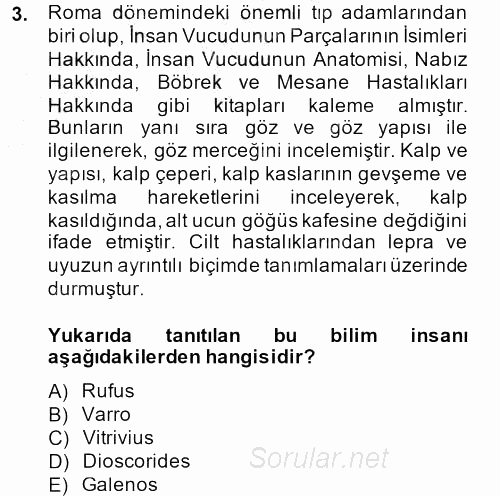 Bilim ve Teknoloji Tarihi 2013 - 2014 Ara Sınavı 3.Soru