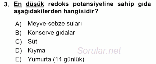 Gıda Güvenliğinin Temel Prensipleri 2016 - 2017 Dönem Sonu Sınavı 3.Soru