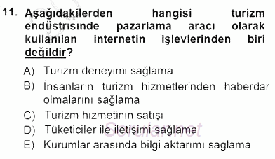 Otel İşletmelerinde Konaklama Hizmetleri 2012 - 2013 Ara Sınavı 11.Soru