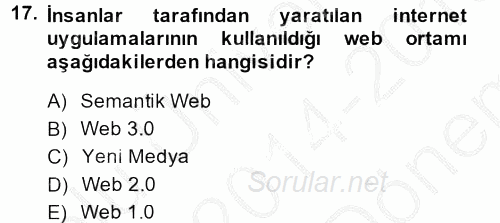 Kriz İletişimi Ve Yönetimi 2014 - 2015 Dönem Sonu Sınavı 17.Soru