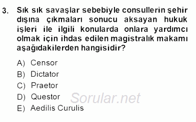 Hukuk Tarihi 2014 - 2015 Dönem Sonu Sınavı 3.Soru