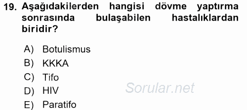 Sağlıklı Yaşam 2016 - 2017 3 Ders Sınavı 19.Soru