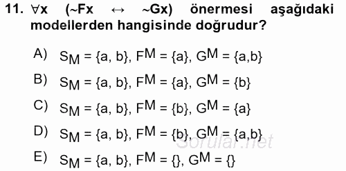 Sembolik Mantık 2017 - 2018 Dönem Sonu Sınavı 11.Soru