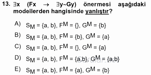 Sembolik Mantık 2017 - 2018 Dönem Sonu Sınavı 13.Soru