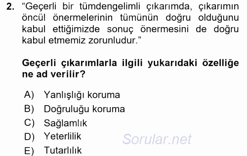 Sembolik Mantık 2017 - 2018 Dönem Sonu Sınavı 2.Soru