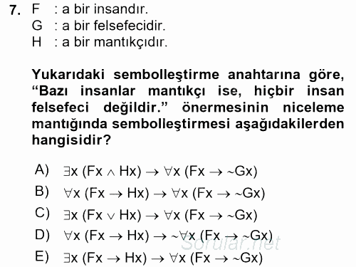 Sembolik Mantık 2017 - 2018 Dönem Sonu Sınavı 7.Soru