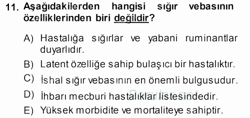 Viroloji 2013 - 2014 Dönem Sonu Sınavı 11.Soru