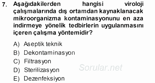 Viroloji 2013 - 2014 Dönem Sonu Sınavı 7.Soru