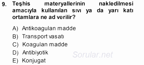 Viroloji 2013 - 2014 Dönem Sonu Sınavı 9.Soru