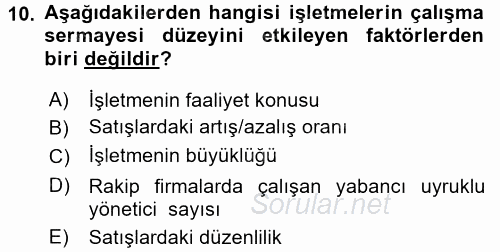 Girişimcilik 2016 - 2017 3 Ders Sınavı 10.Soru